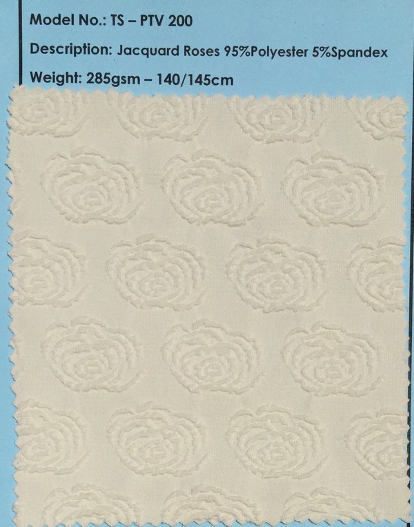 White Jacquard Rose Fabric Swatch