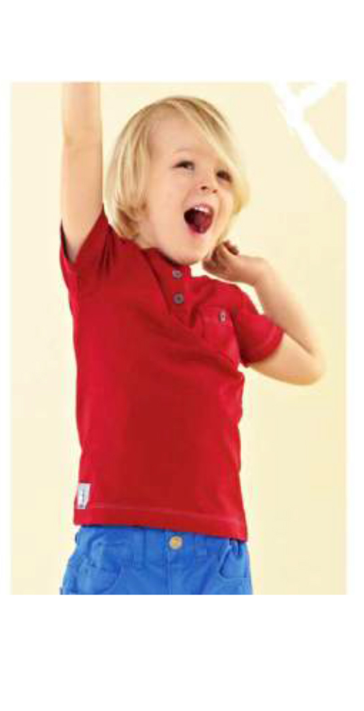 Boy t-shirt with chest pocket & front placket, single Jersey (cotton spandex)