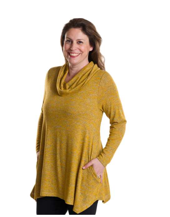 Long sleeve cowl neck tunic (polyester rayon (TR) spandex)