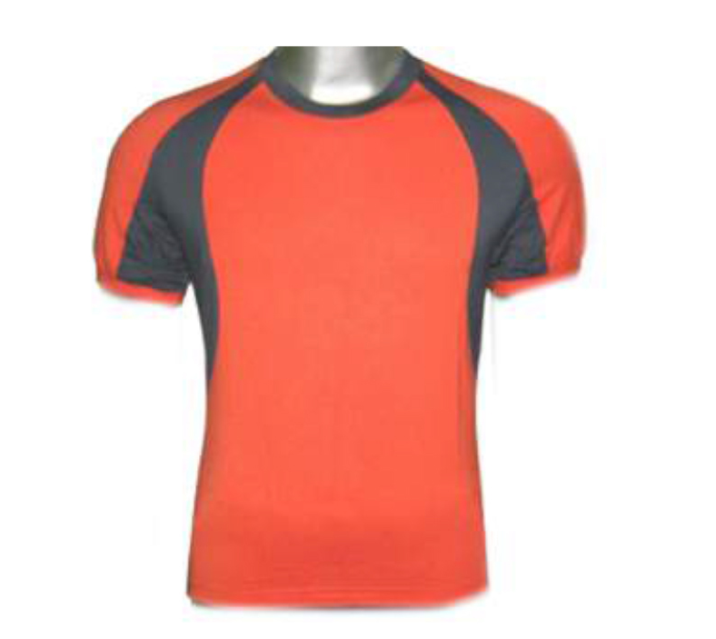 Men shortsleeves sportswear t-shirt with armhole/under sleeves contrast color inserts (cotton spandex)