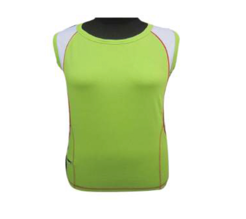 Men sleeveless sportswear top with shoulder contrast color inserts (polyester)